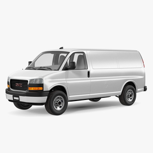 GMC Savana Van White Rigged 3D