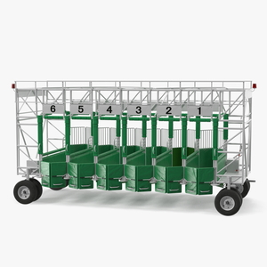 6 Horse Starting Stalls Rigged for Cinema 4D 3D model