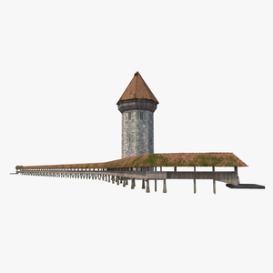 3D Chapel Bridge Wooden Footbridge