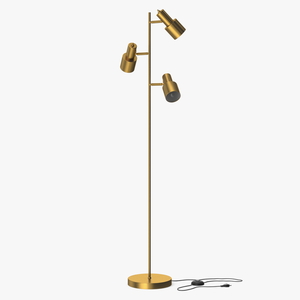 Brass Floor Lamp with Three Shades 3D model