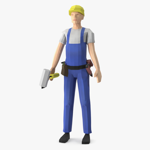 3D Low Poly Construction Worker model