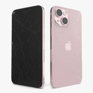 3D Pink IPhone 15 Plus with Cracked Glass model