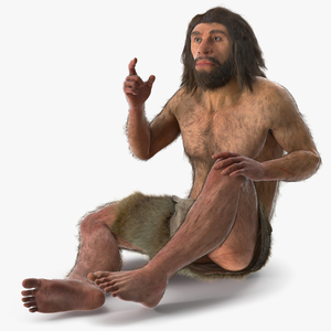 3D Sitting Neanderthal Fur model