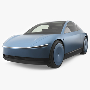 Electric Coupe Vehicle Blue 3D