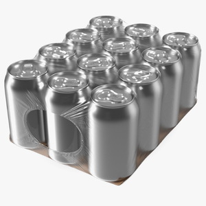 3D model Aluminium Can 330ml 12pcs Transparent Package