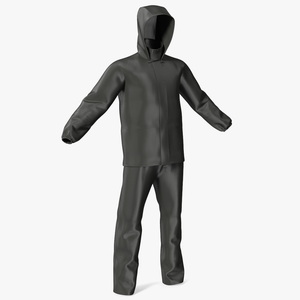 Unisex Black Rain Suit 3D