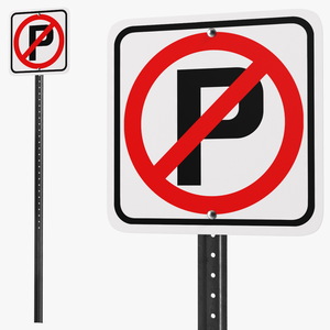 Standard No Parking Sign 3D model