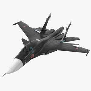 3D Su 34 Aircraft with X-31PM Supersonic Missile Rigged for Maya