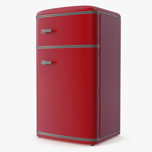 Retro Two Door Compact Refrigerator Red 3D model