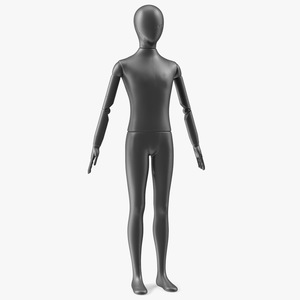 3D Flexible Child Mannequin Neutral Pose Black model