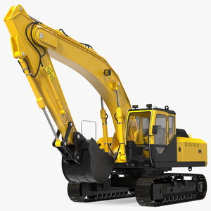 3D model Large Hydraulic Tracked Excavator Rigged