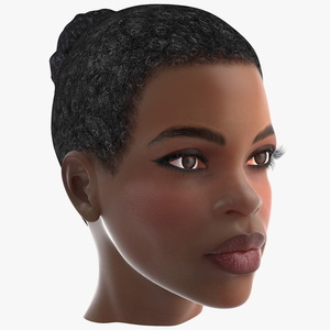 Afro American Woman Head Dark Skin 3D model