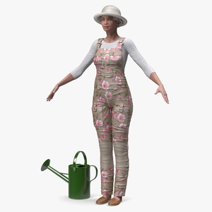 3D Chinese Elderly Woman Gardener Style A-Pose model