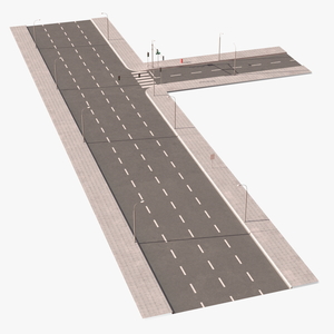 3D Connectable Highway Road Elements T-shaped Junction