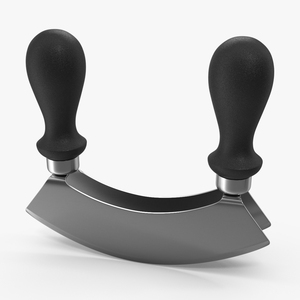 3D model Mezzaluna with Two Blades and Plastic Handles