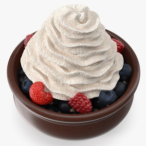 Bowl of Berries with Whipped Cream 3D model