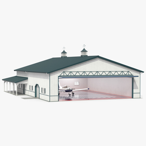 3D Airplane Aircraft Hangar Rigged