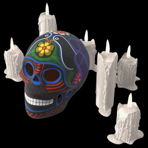 Calavera Noche Oscura with Candles 3D model