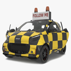 3D Smart Car Follow Me Airport Vehicle Rigged for Cinema 4D