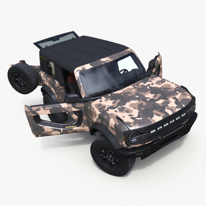 4X4 Ford Bronco Two Door Camouflage Rigged 3D