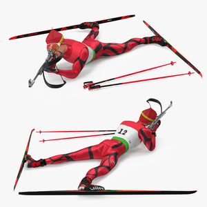 3D Biathlete Fully Equipped Shooting Pose model