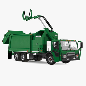 Refuse Truck Electric Green Simple Interior Rigged for Cinema 4D 3D model