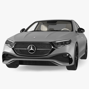 3D Mercedes E-class Silver Color Rigged