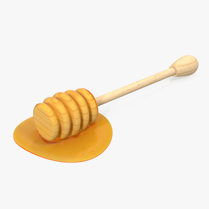 3D model Wooden Honey Dipper with Honey