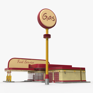 3D model Retro Petrol Station