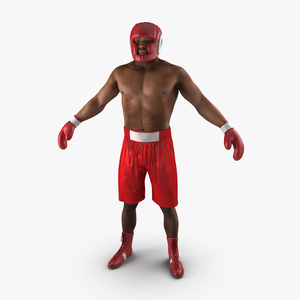 3D African American Boxer Red Suit