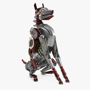 3D Futuristic Robotic Dog Concept Sitting Pose model