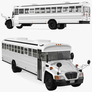 3D Blue Bird Vision Commercial Bus Rigged model