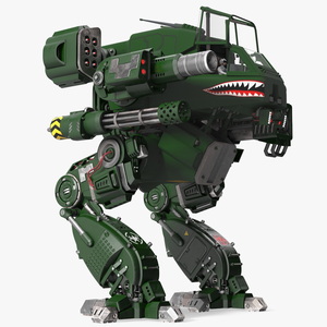 3D Concept Military Dark Green Robot with Pilot Rigged