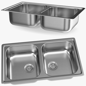 3D model Double Bowl Integrated Kitchen Sink