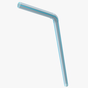 3D model Flexible Plastic Straw Striped