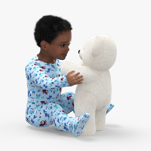 3D African Baby Boy with Teddy Bear Fur