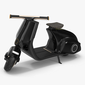 3D model Futuristic Black Electric Scooter Lights On Rigged