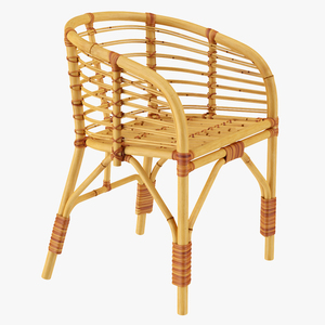 3D model Bamboo Chair with Armrest