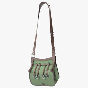 3D model Hunting Leather Shoulder Bag Green Color