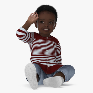 African Baby Boy Outdoor in Summer Outfit Sitting 3D model