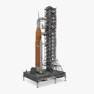 Launch Pad 39B with NASA Space Launch System 3D model