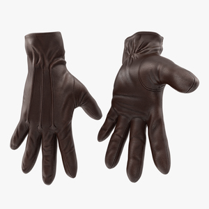 3D model Brown Leather Gloves