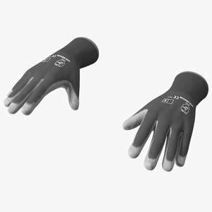 3D model Safety Work Gloves Gray Rigged