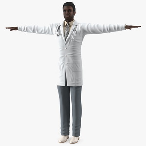 3D model African American Male Doctor T Pose