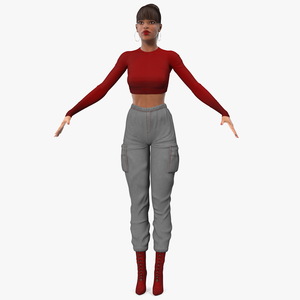 Light Skin City Style Woman T Pose 3D model