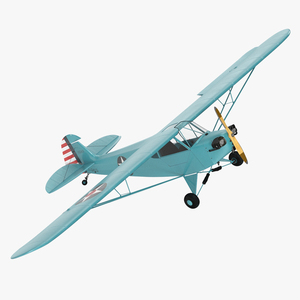 3D model Monoplane Aircraft Piper J-3 Rigged