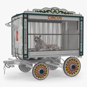 Circus Traveling Wagon with White Tiger 3D model