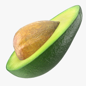 Avocado Half with Seed 3D