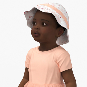 3D Toddler Black Girl Light Skin in Summer Standing model