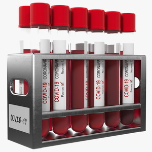 3D Full Test Tube Rack with Positive Covid 19 Tests model